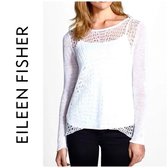Eileen Fisher Tops Eileen Fisher Organic Linen White Top L Poshmark